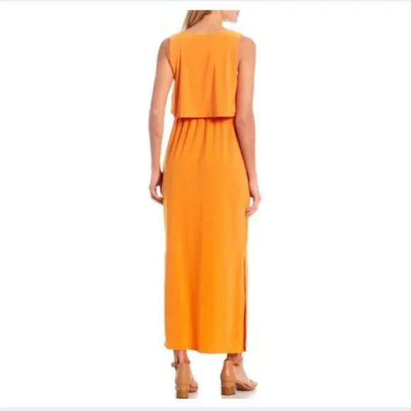 HOST PICK Alex Marie Maternity Nursing Tangerine Orange Maxi Dress size S - Picture 2 of 3